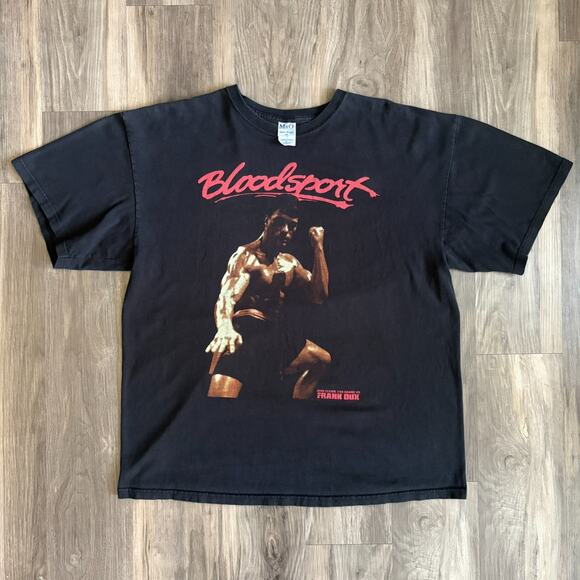 American Vintage Other - Vintage Bloodsport Jean Claude Van Damme Movie Promo T-Shirt Size XL Black RARE